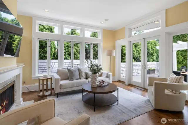 Family room off of the kitchen with easy access to outdoor deck.