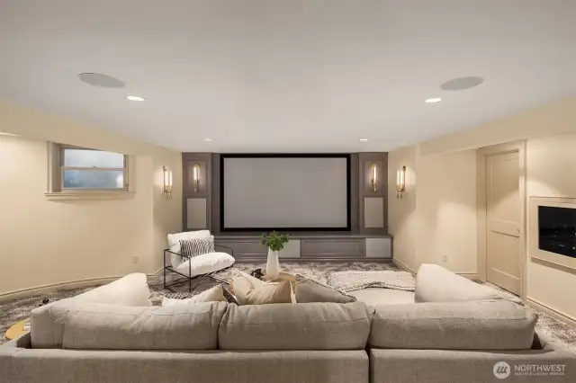 framed with beautiful woodworking and lighting.