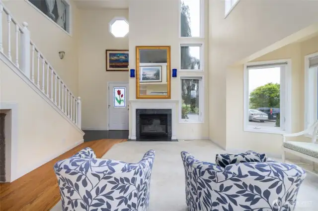 Stairway going up has an electric chair that goes to the second story.