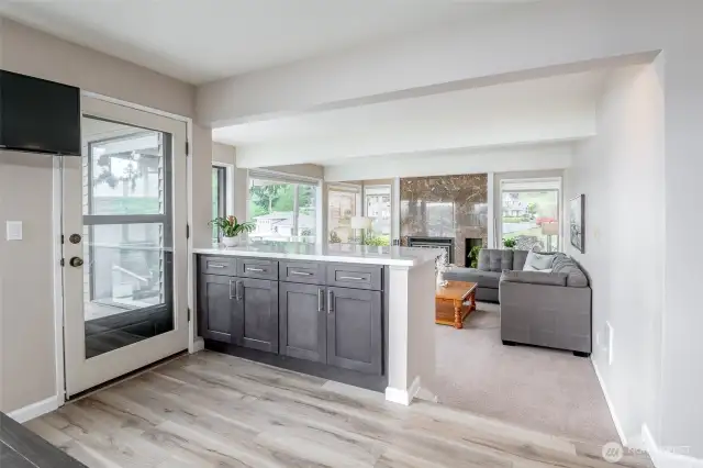 Door to deck and living room area