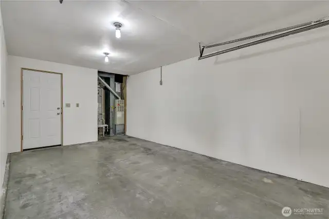 Interior of single car garage.