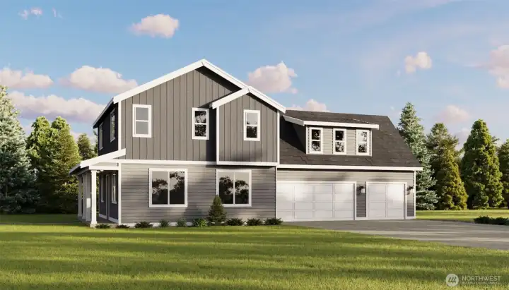 Image is a rendering Photographs are for illustrative purposes only. Features, finishes, interior/exterior colors, landscaping and floorplan shown may vary from actual homes built.