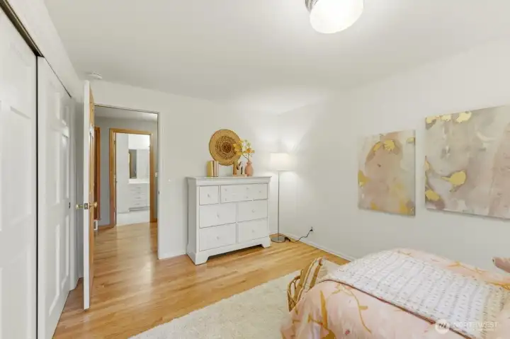 This bedroom also lives large and is conveniently located just across the hallway from the full bathroom.