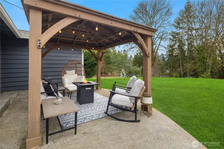 Back Patio. Grass has been enhanced for this photo