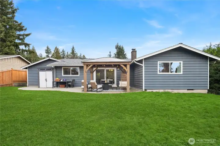 Back yard. Grass has been enhanced for this photo