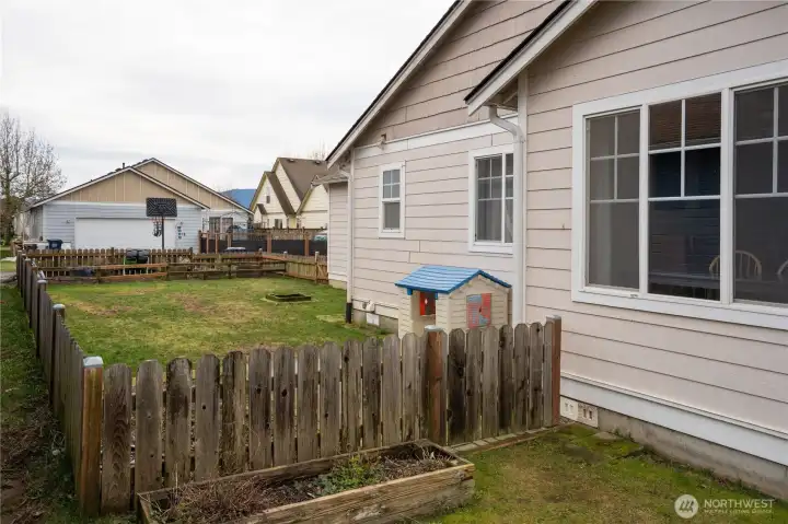 The side yard is fenced.