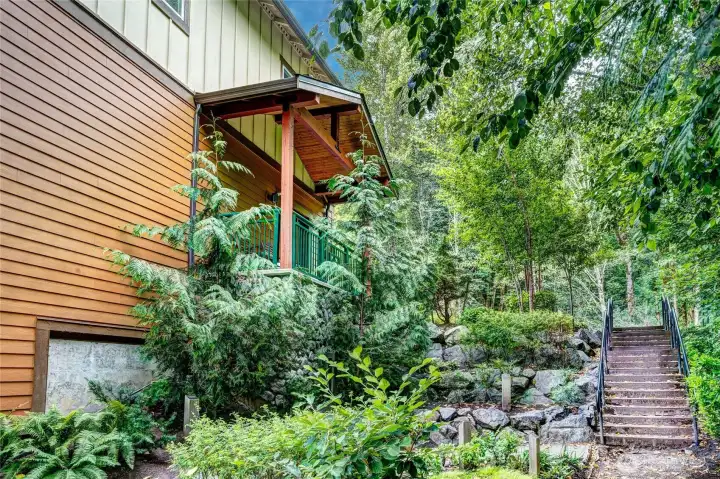 Stairs leading to communal BBQ area