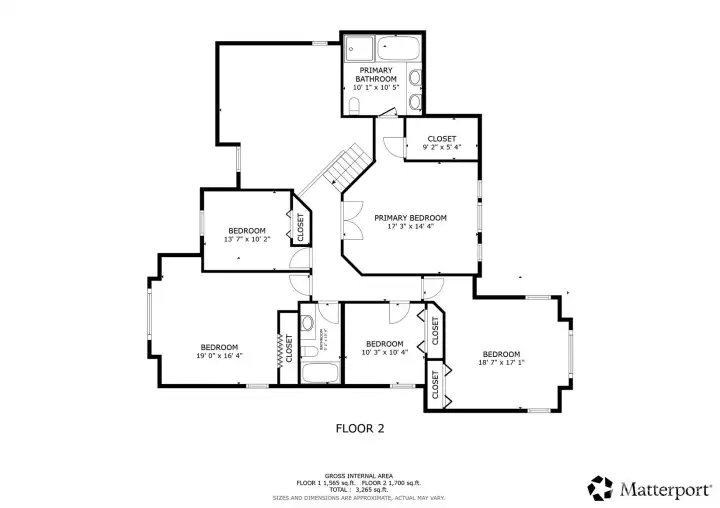 Upper level floor plan.