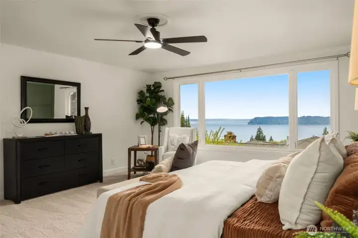 Wake up to sound, mountain, and island views!
