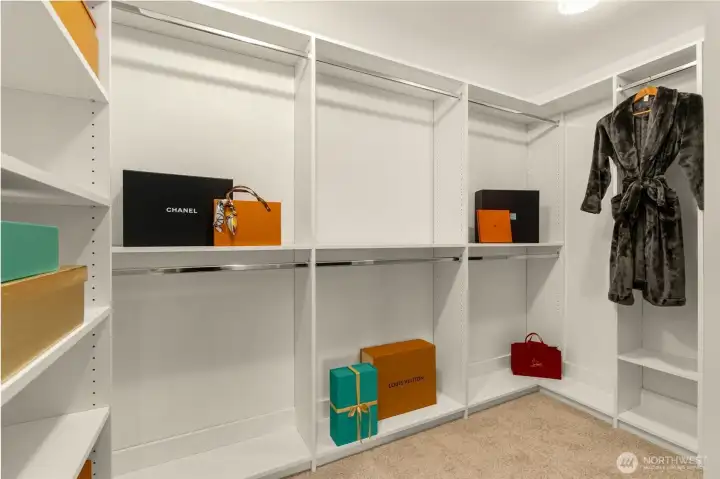 Primary closet with built in system.