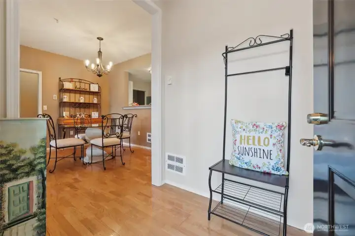 Entry has a nice feeling and space for a bench & entry table