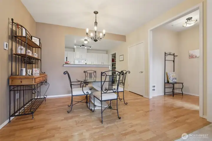 Open concept from kitchen through dining to the living room