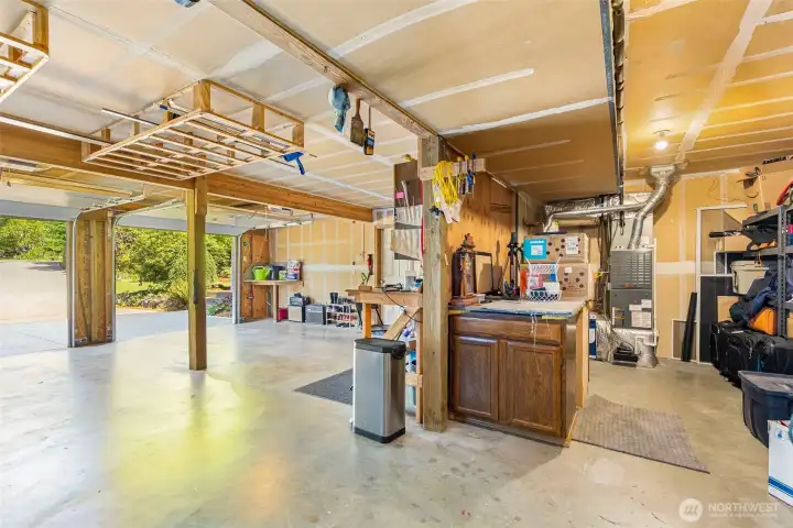 This huge deep garage provides lots of roomy space.