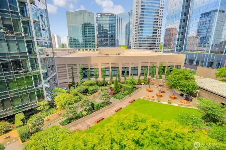 View onto the urban garden on the 6th floor