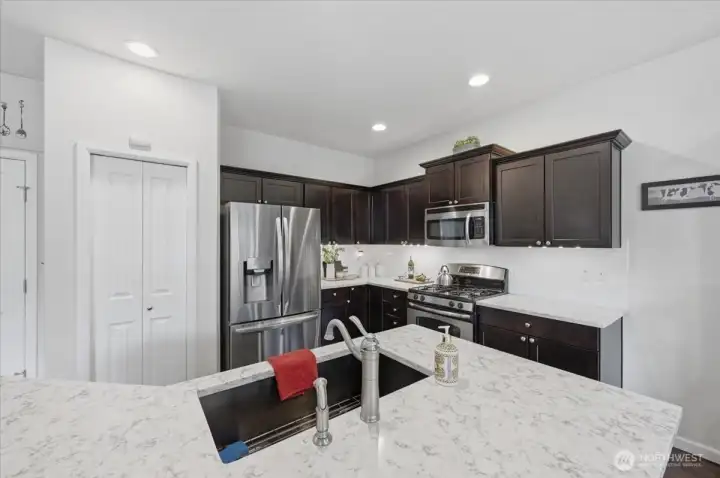 Alt kitchen view showing off the great subway tile