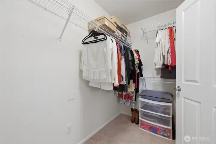 Walk-in closet accessed from bathroom