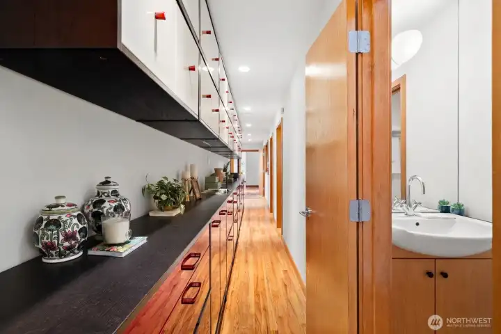 Even the hallway has a place for everything.