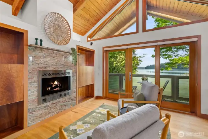Sitting area, with propane fireplace, in Primary Bedroom.
