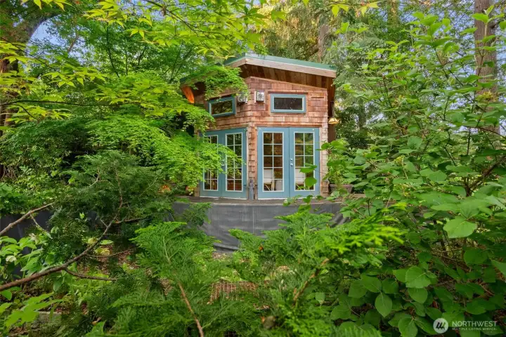 Backyard Gazebo overlooks the potential Koi Pond.