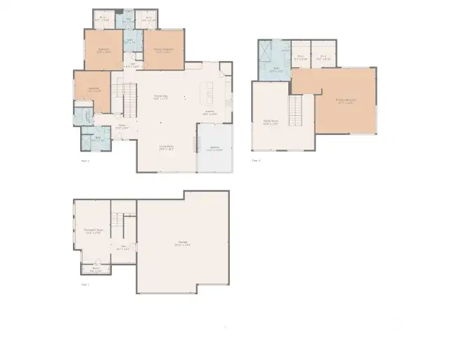 Floor plan for all 3 levels of home