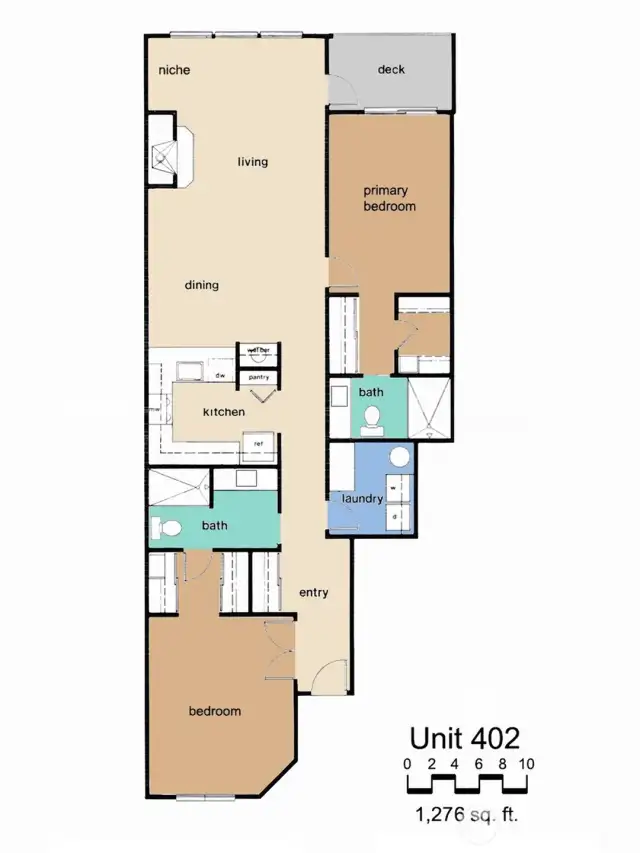 1276 square feet of living on the top floor