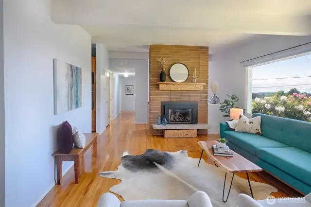 Gas fireplace upstairs.