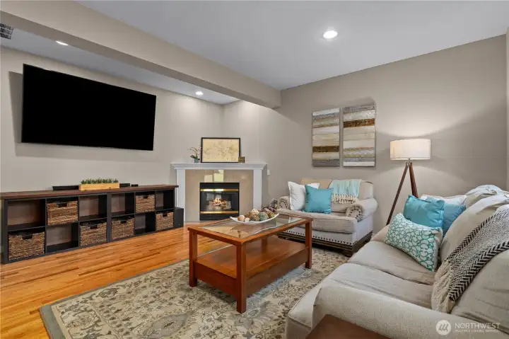 Cozy up to the gas fireplace on those cold winter days.