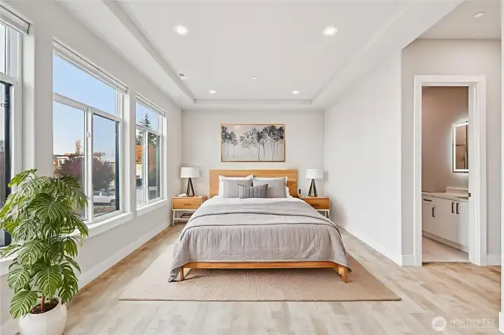 Bedroom with en-suite bathroom.  Virtually Staged.