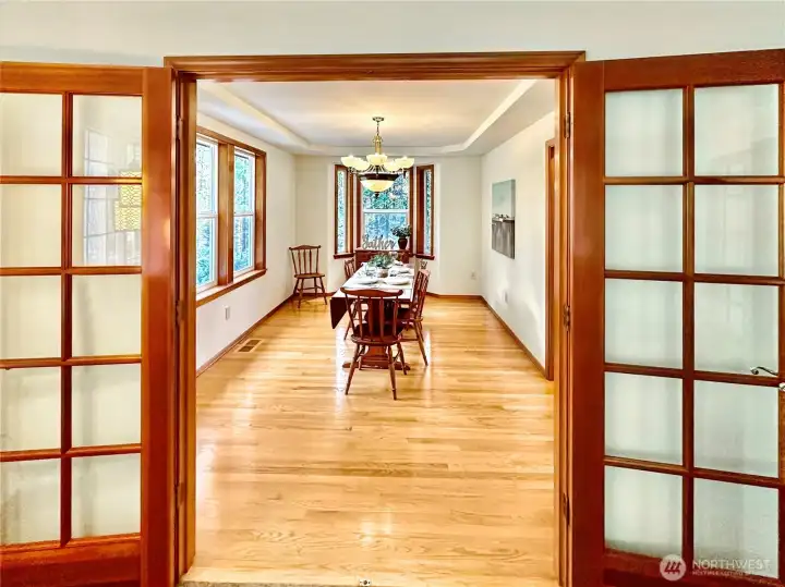 View of the dining room from the living room.