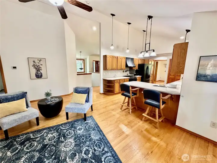 Another family room view....here you are looking though the room toward the entry hall and kitchen.