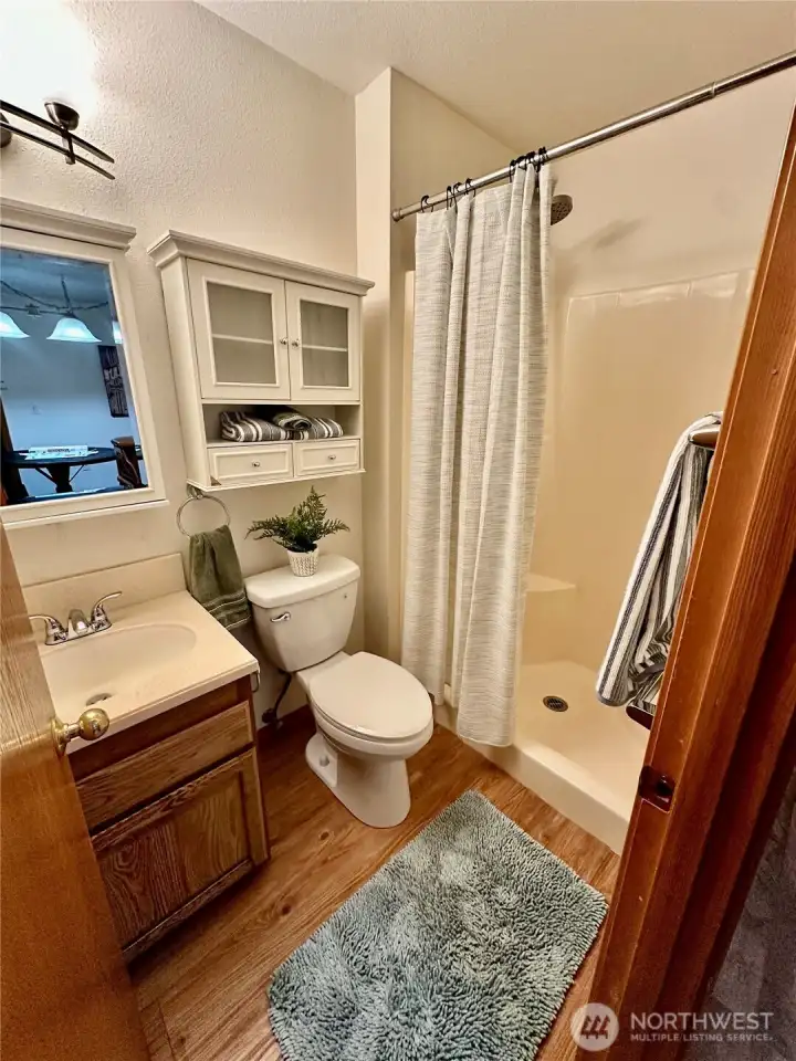 Lower level 3/4 bath located just off the rec room.