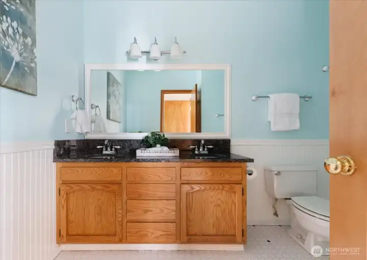 Lower level main bath has tub/shower combo