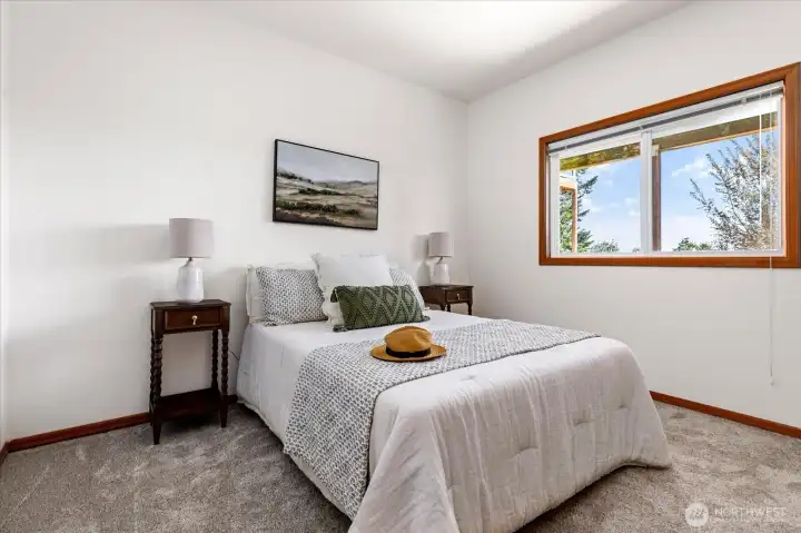 Bedroom 1 has views.  All the bedrooms are nice sized.
