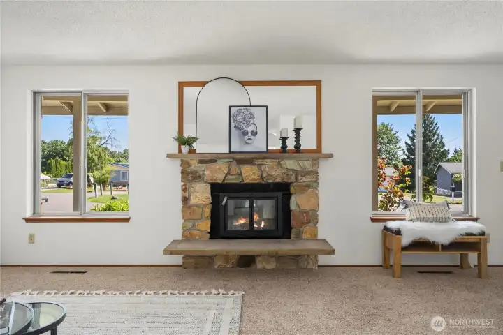 Cozy up to the fireplace during the fall and winter.