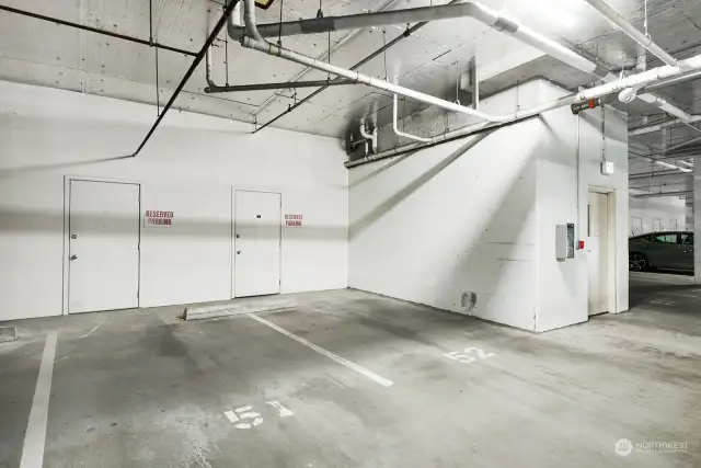 2 large side by side parking spots and 2 oversized private storage units!