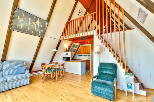 Stairway to sleeping loft