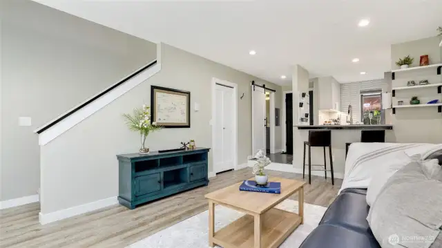 Head upstairs to 2 bedrooms, full bath and laundry.