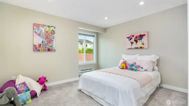 Second bedroom. Efficient baseboard heaters with Smart programable thermostat.