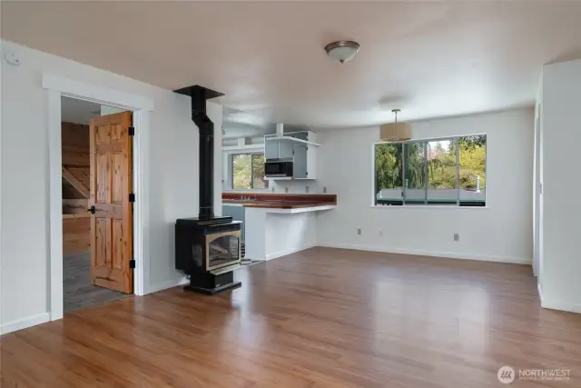 Shop apartment living room w/gas fireplace