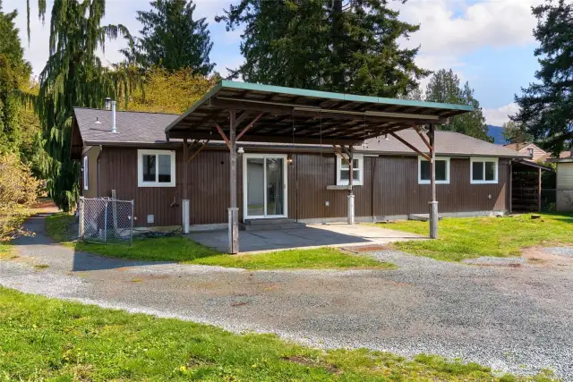Back view of home/covered patio
