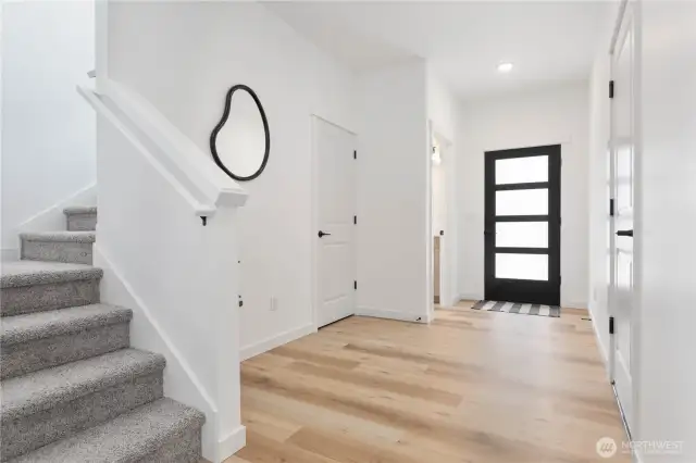 Looking back towards entry and steps to upper level