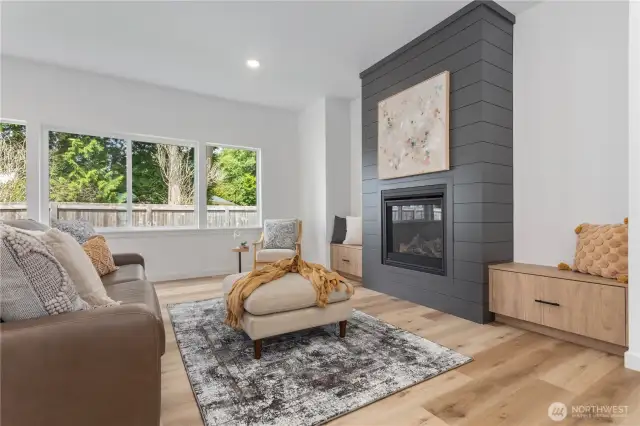 Large natural gas fireplace