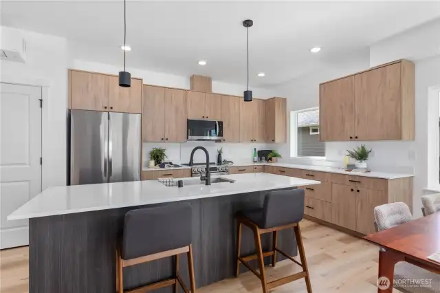 Kitchen with large island.