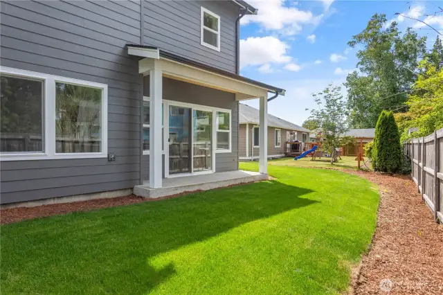 Patio at rear of home.