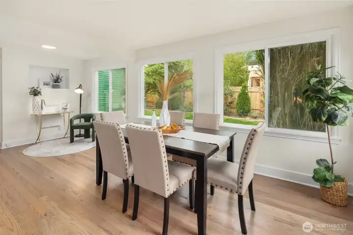 Formal dining room with plenty of space to expand for a larger gathering.