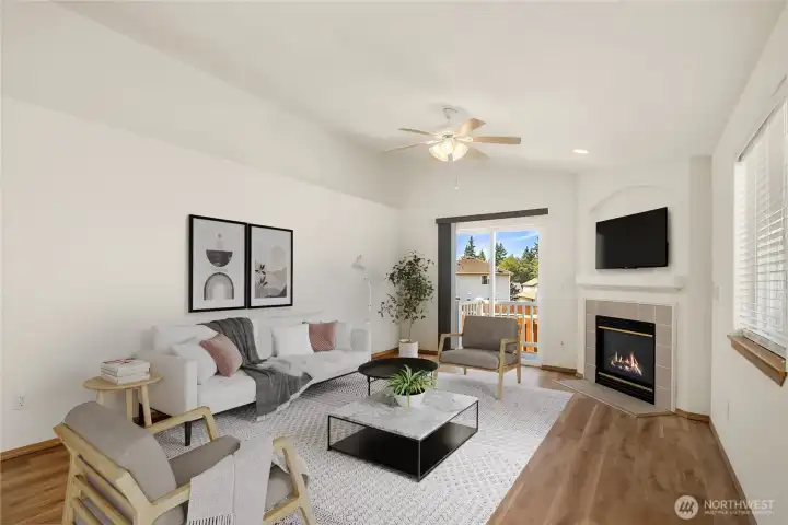 Gas fireplace for the winter and AC for the summer