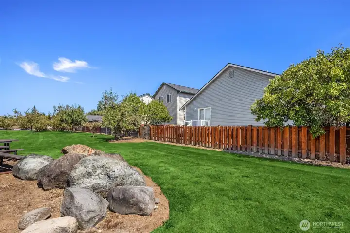 Community park view looking at the back of the home.