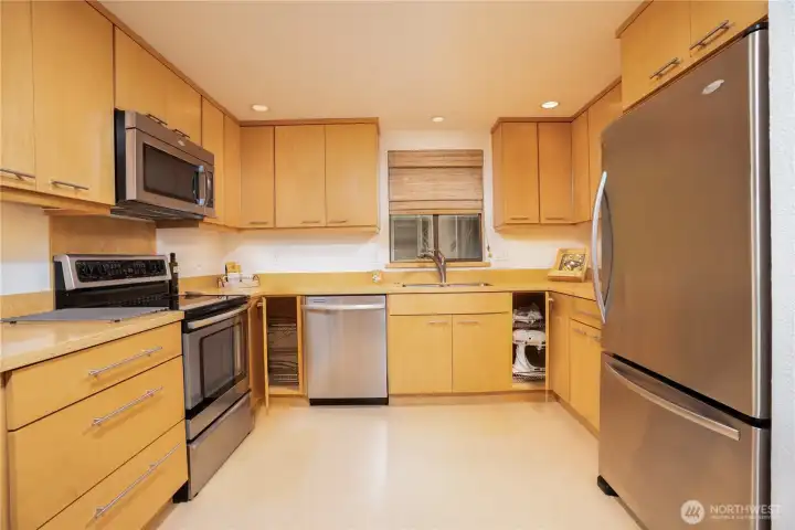 Custom cabinets w/pull out shelves & more!