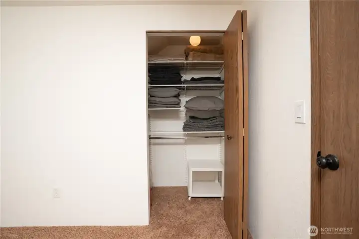Walk in closet with built in organization