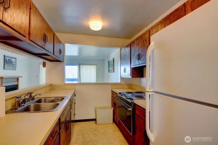 Kitchen view from hall way.